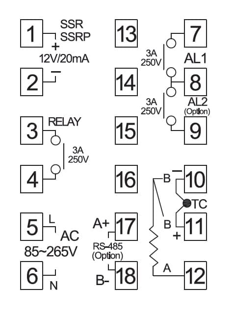 48 x 48, Intelligent PID Temperature Controller, double display,  multisensor, power relay and SSR output – JPC France